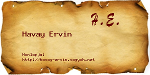 Havay Ervin névjegykártya